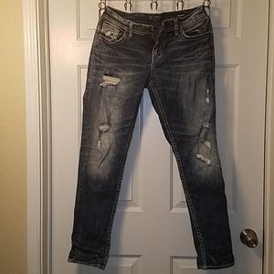 Silver Brand Super Stretch Destructed Boyfriend Jeans Size 29x29